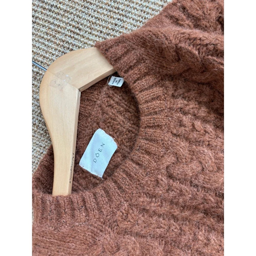 DOEN Cable Knit Sweater Brown Size M - Picture 5 of 12